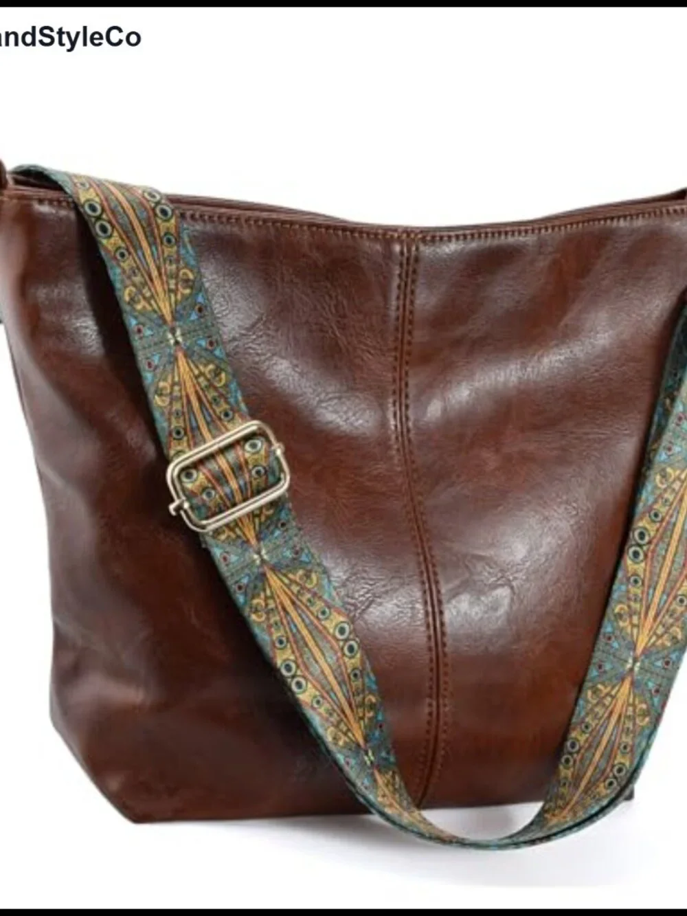 Vegan Leather Hobo Crossbody Bag with Zipper Shoulder Purse